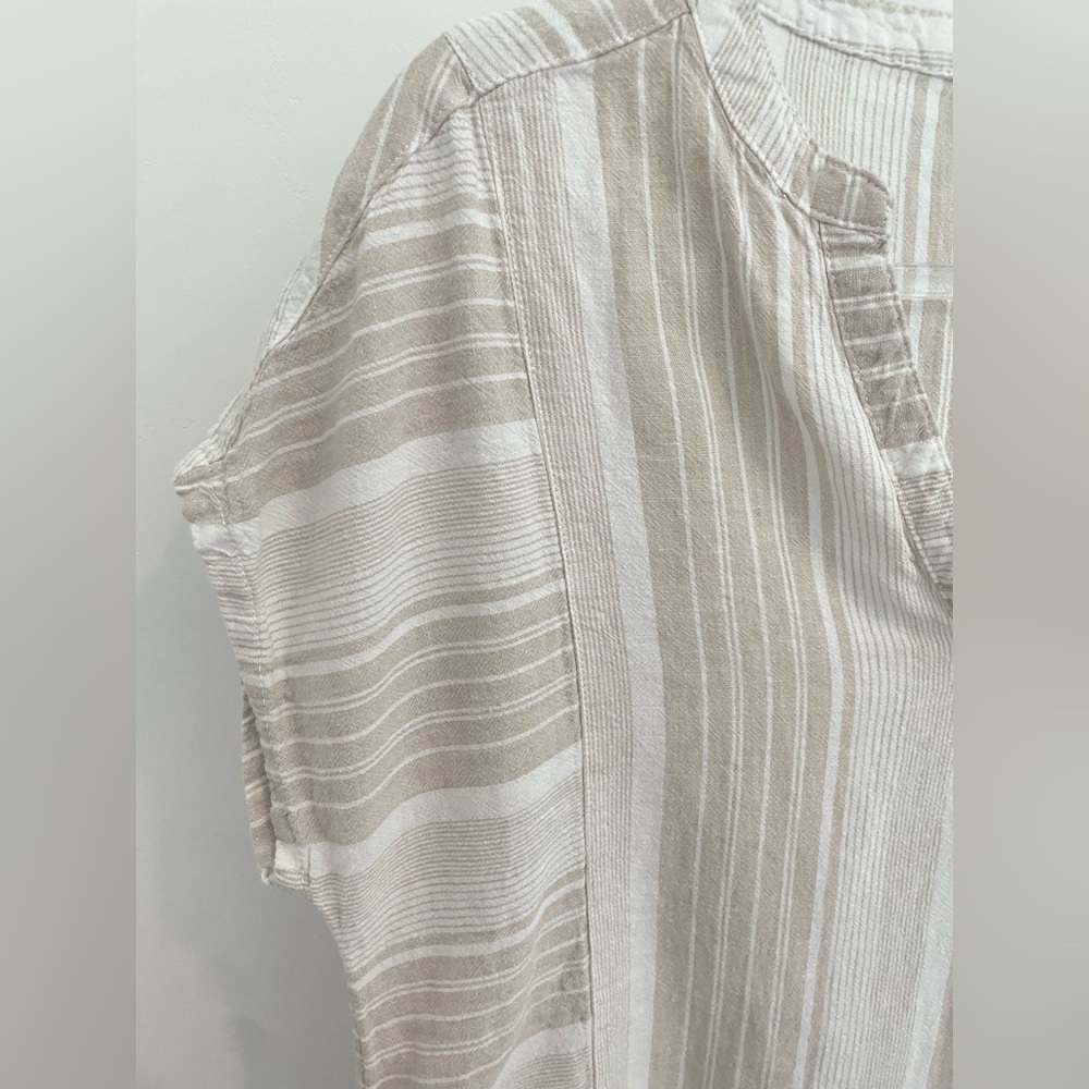 Sigrid Olsen Linen Blend Blouse Top S neutral minimal striped - Picture 4 of 8